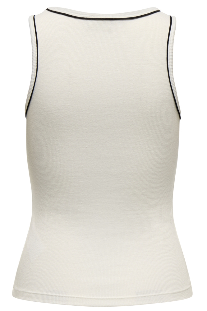 JDYASTA LIFE S/L CONTRAST TANK TOP 15351649 CLOUD DANCER/BLACK PIPING